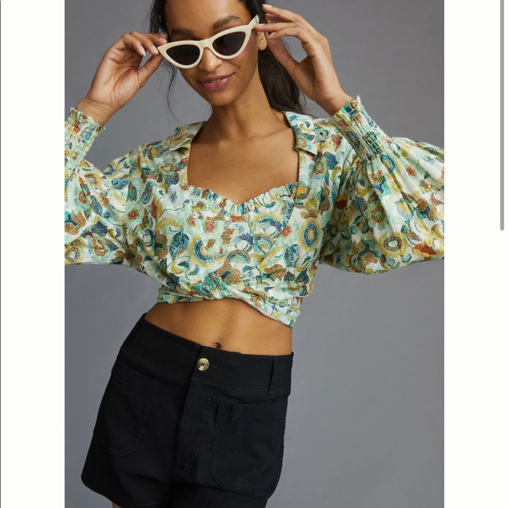 Anthropologie Twist Crop Top Set
